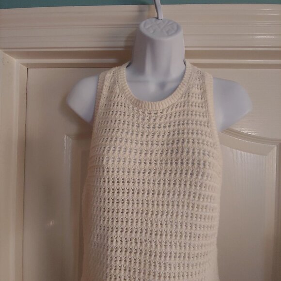 Madewell Crochet-Knit Crewneck Sweater Tank Layer Preppy M Ivory - Picture 2 of 8